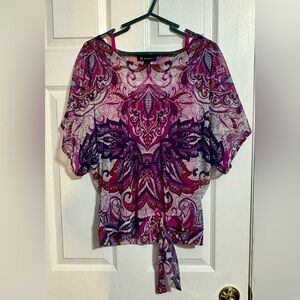 INC Boho Sheer Paisley Blouse & Cami Combo - Medium